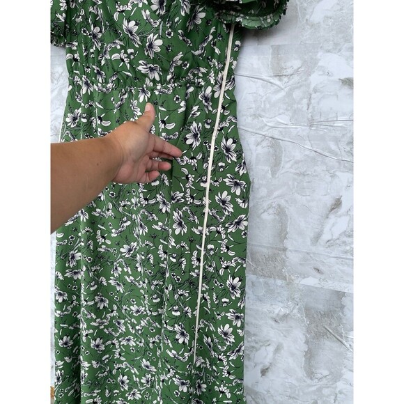 ME+EM GREEN/WHITE FLORAL MAXI DRESS, WRAP DETAIL. Size UK8/USA 4 - Picture 7 of 13